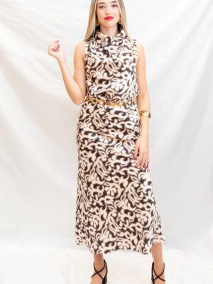 falda midi satinada western corte evasé