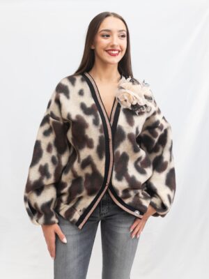 Chaqueta bomber animal print detalle flor