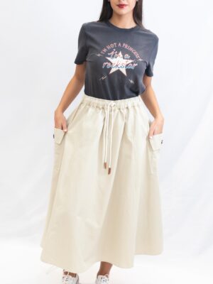 Falda midi beige