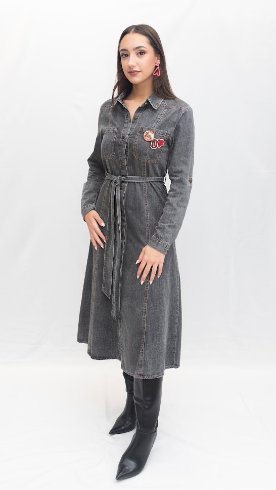 Vestido Denim Gris Orfeo Paris - Imagen 2