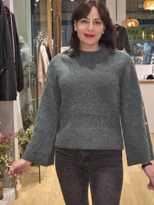 Jersey verde Orfeo París con botones dorados en mangas – La Acicalá